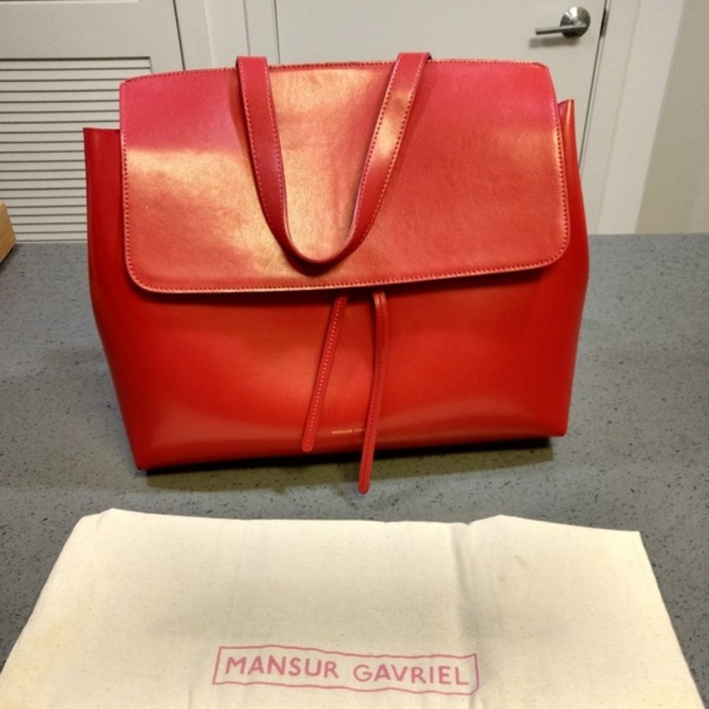 $1195 Mansur Gavriel Large Lady Bag Flamma Red